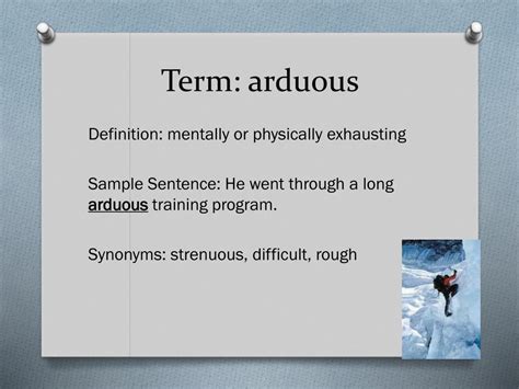 arduous definition sentence